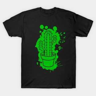 Euphorbia Pseudo Cactus - Splatter Cut Out Green T-Shirt